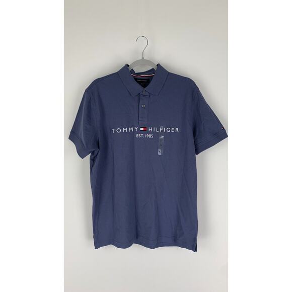 Tommy Hilfiger Men's Steel Blue Short-Sleeve Regular Fit Stretch Polo Size L NWT - Picture 1 of 10
